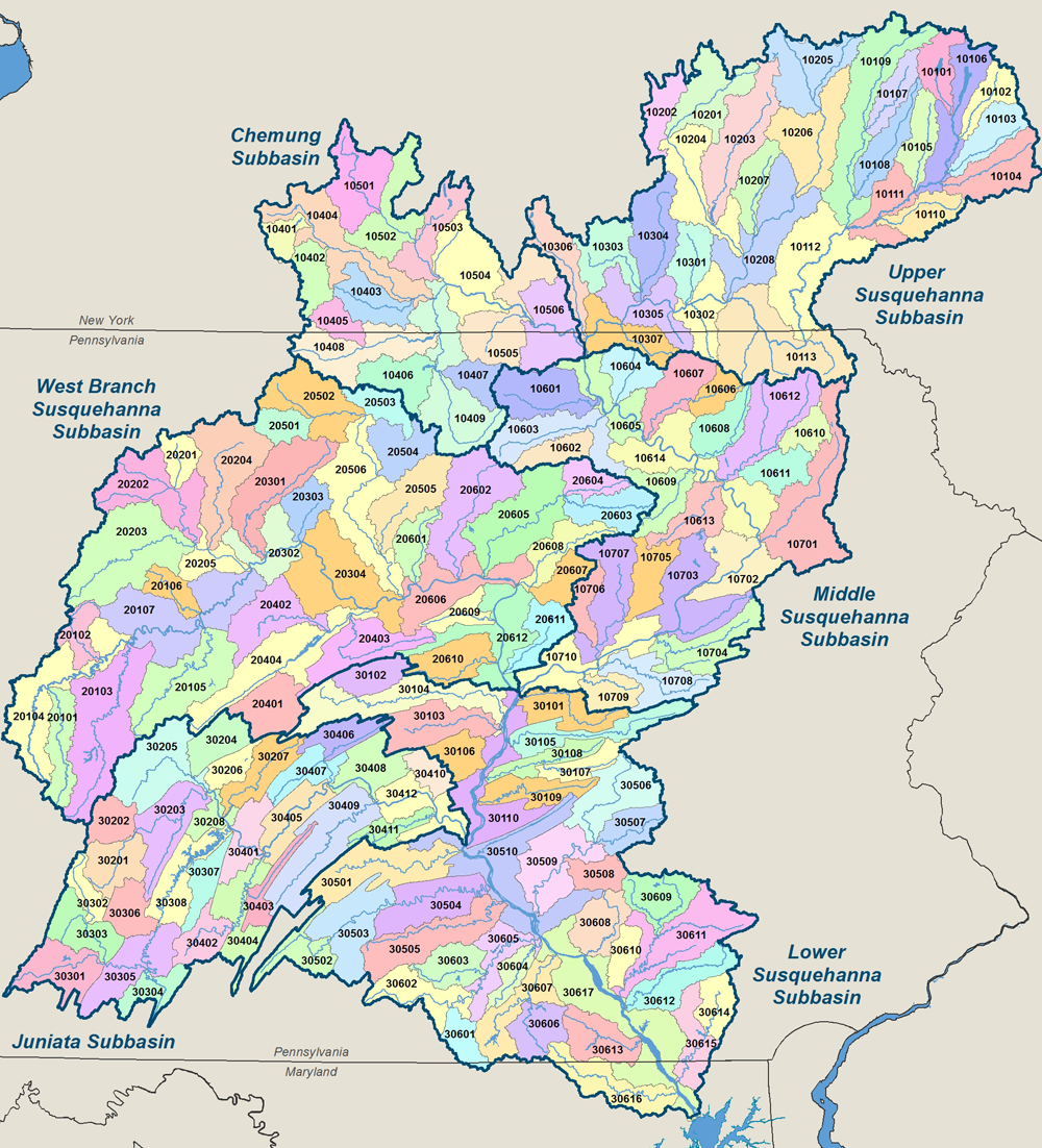 HUC-10 Watersheds of the Susquehanna River Basin