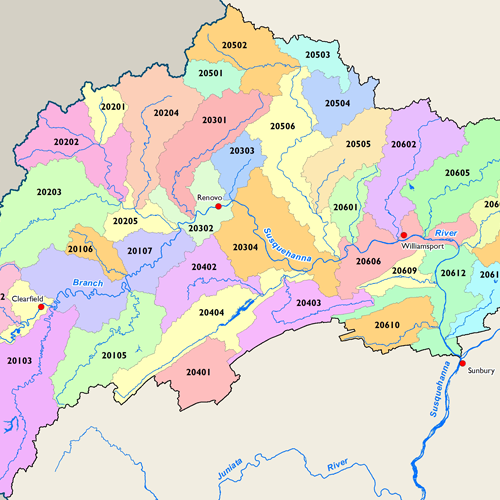West Branch Susquehanna subbasin HUC 10 watershed thumbnail