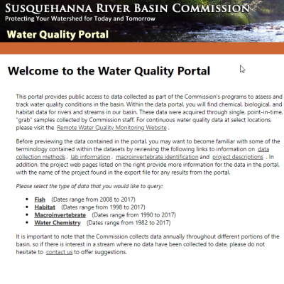SRBC Water Quality Portal